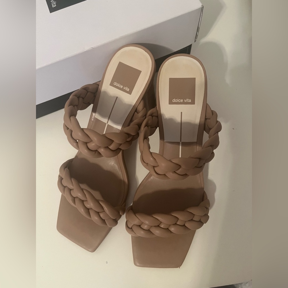 Dolce Vita Tan Braided Block Heel Sandals